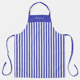 Personalised Blue And White Stripe Pattern Apron