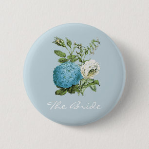 Personalised Blue Floral Hen Party Badges 2 Inch Round Button