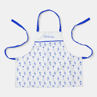Personalised Blue Floral Pattern Apron. Apron