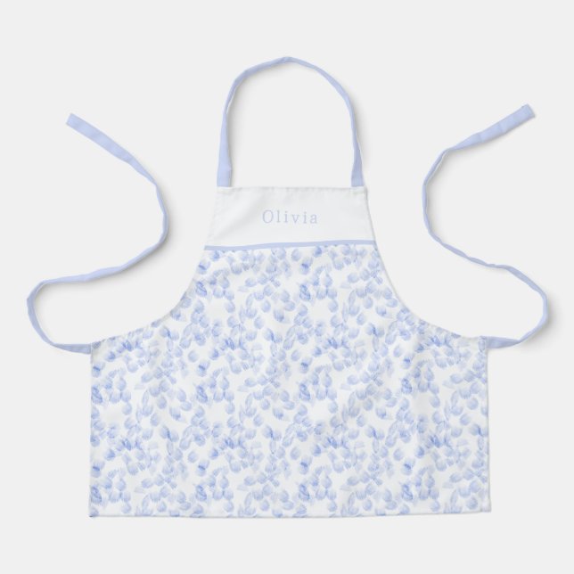 Personalised Blue Paint Strokes Pattern Apron (Front)
