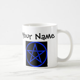 Personalised Blue Pentagram/ Pentacle Wiccan Mug
