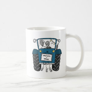 Personalised Blue Tractor Country Wedding Gift Coffee Mug