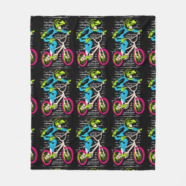 Personalised Bmx Fleece - Bmx Bike Graffiti  Blanket (Front)