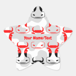Personalised Bookplate Funny Moody Cows Pattern Star Sticker