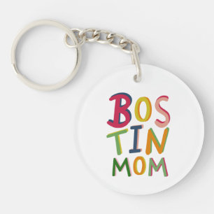 Personalised Bostin Mom Black Country Key Ring