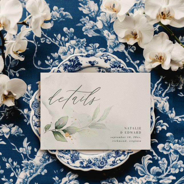 Personalised Botanical Wedding Navy Blue RSVP Card (Creator Uploaded)