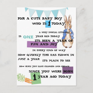 Personalised Boy Birthday Postcard - Peter Rabbit