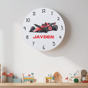 Personalised Boys Red Racing Car Wall Clock