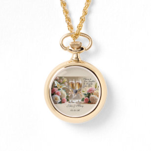 Personalised bridal necklace watch-Happily Ever Af
