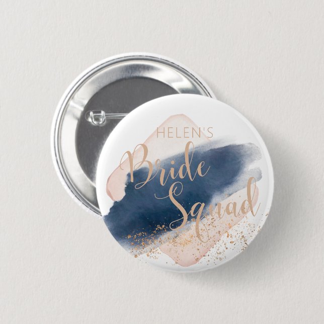 Personalised Bride Squad wedding party badges 2 Inch Round Button (Front & Back)
