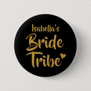 Personalised Bride Tribe Gold Heart 2 Inch Round Button