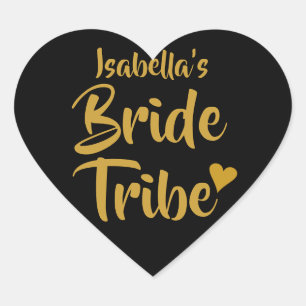 Personalised Bride Tribe Gold Heart Sticker