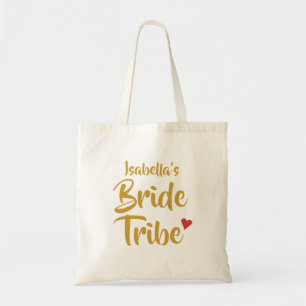 Personalised Bride Tribe Red Heart Tote Bag