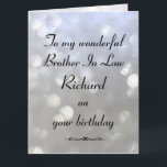 Personalised Brother In Law Birthday Card<br><div class="desc">Stylish personalised Birthday Greeting Card for Brother In Law</div>