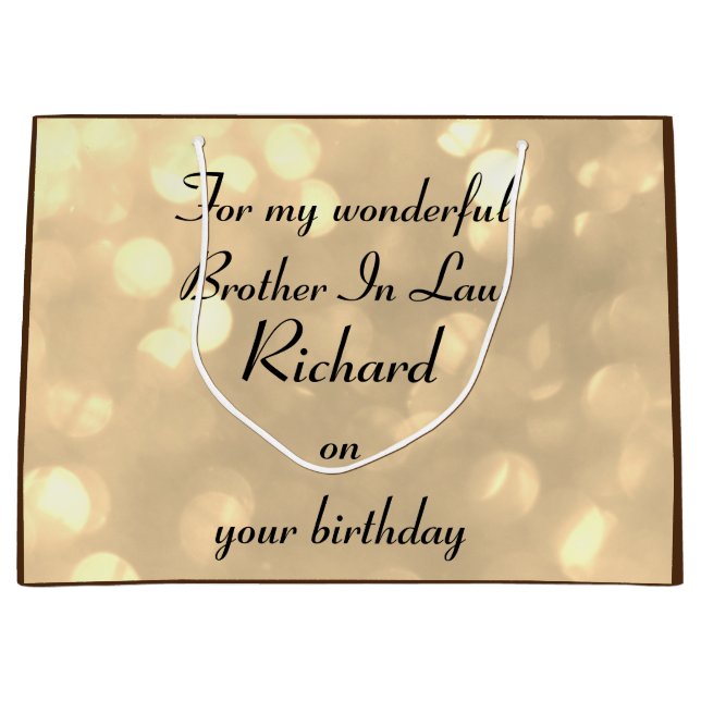 Personalised Brother In Law Birthday Large Gift Bag (Front)