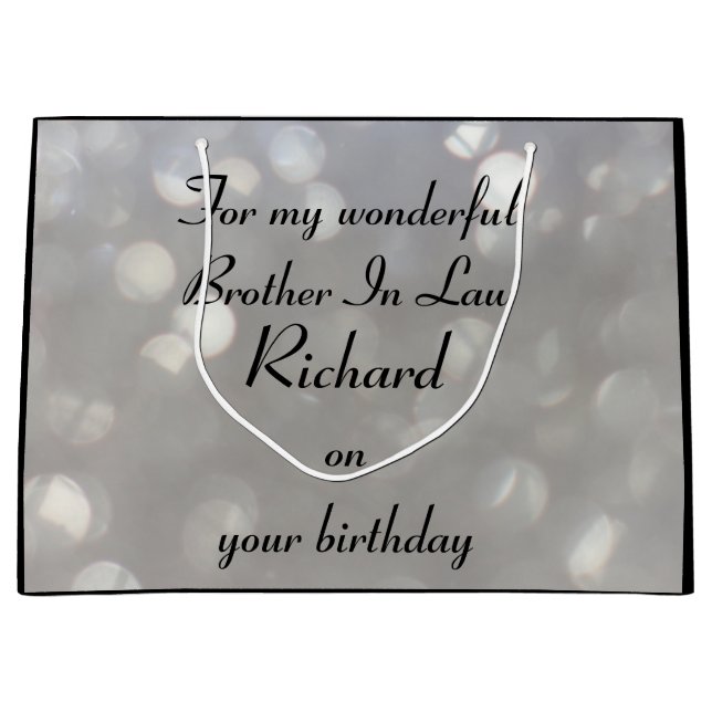 Personalised Brother In Law Birthday Large Gift Bag (Front)