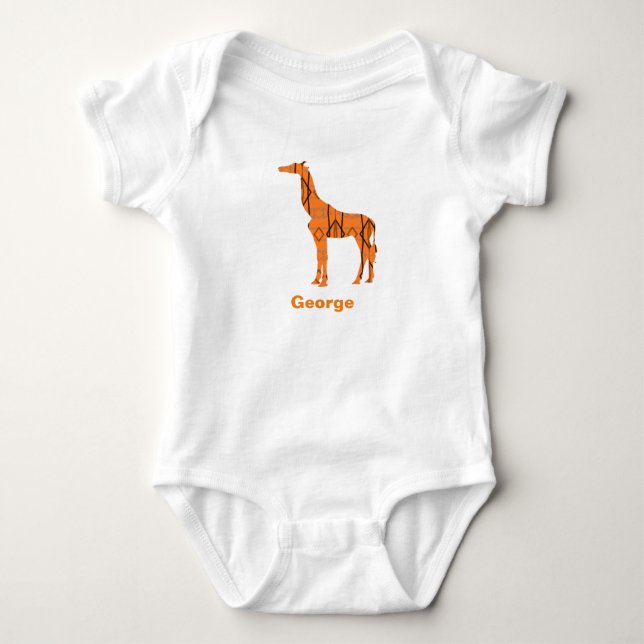 Personalised brown giraffe baby bodysuit (Front)