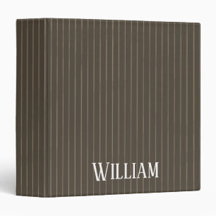 Personalised brown retro pinstripes binder
