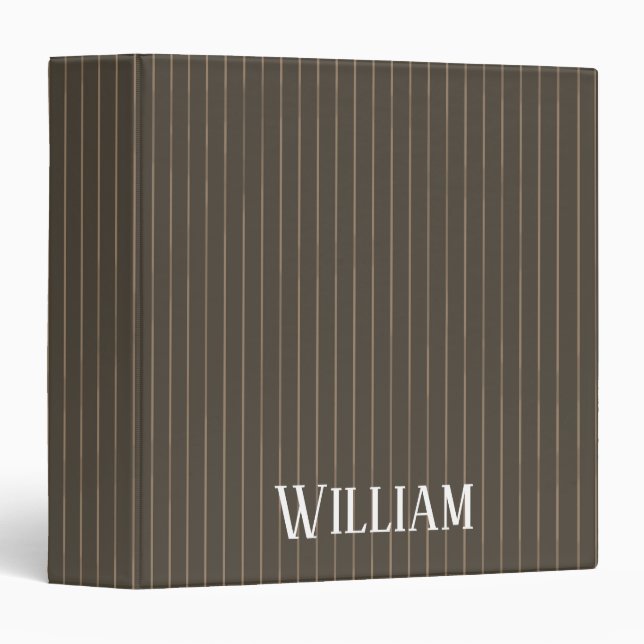 Personalised brown retro pinstripes binder (Front/Spine)