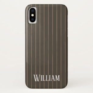 Personalised brown retro pinstripes Case-Mate iPhone case