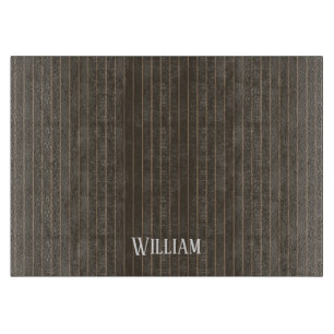 Personalised brown retro pinstripes cutting board