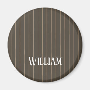 Personalised brown retro pinstripes magnet