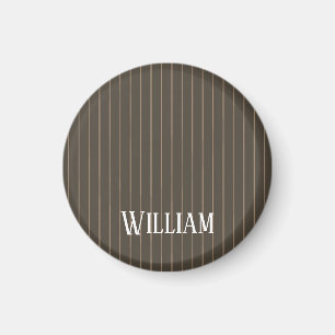 Personalised brown retro pinstripes magnet