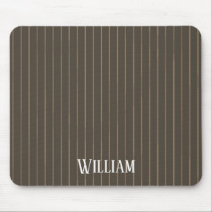 Personalised brown retro pinstripes mouse pad