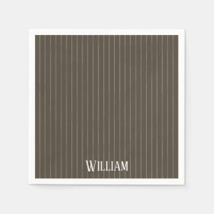 Personalised brown retro pinstripes napkin