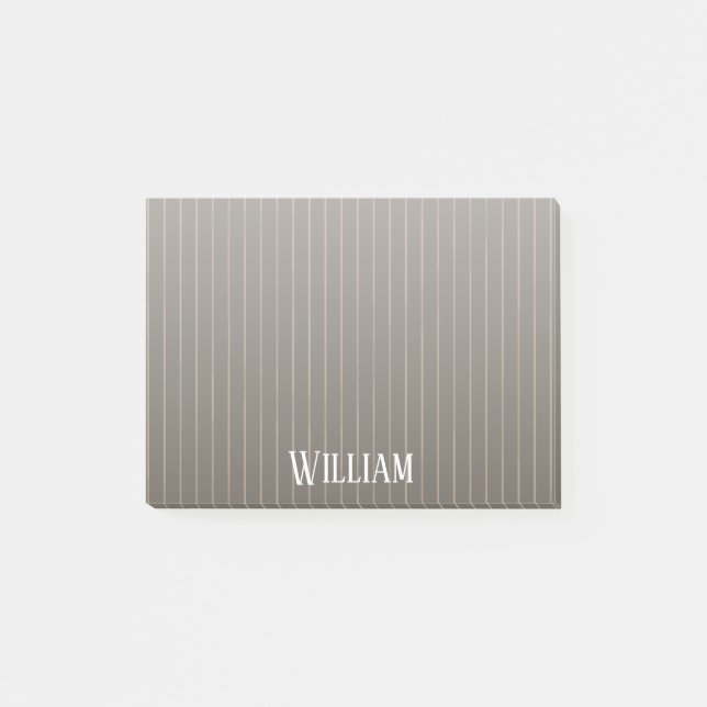 Personalised brown retro pinstripes post-it notes (Front)