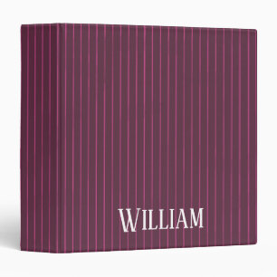 Personalised burgundy pinstripes binder