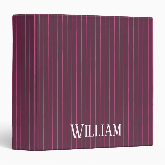 Personalised burgundy pinstripes binder (Front/Spine)