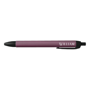 Personalised burgundy pinstripes black ink pen