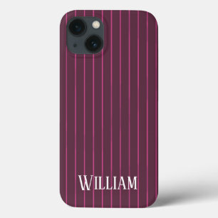 Personalised burgundy pinstripes Case-Mate iPhone  13 Case