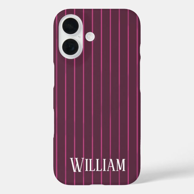 Personalised burgundy pinstripes Case-Mate iPhone case (Back)