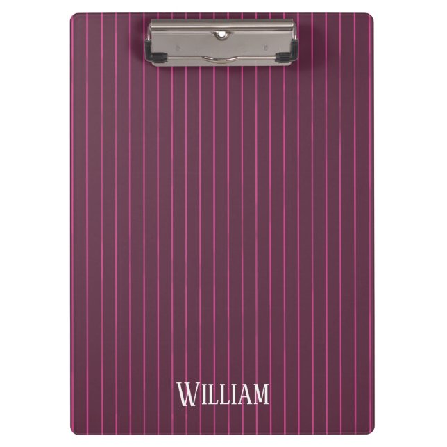 Personalised burgundy pinstripes clipboard (Front)