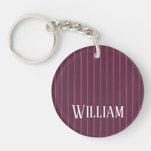 Personalised burgundy pinstripes keychain