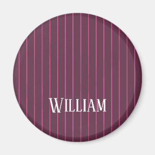 Personalised burgundy pinstripes magnet