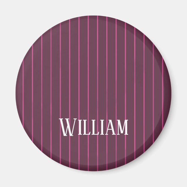 Personalised burgundy pinstripes magnet (Front)