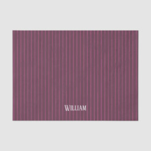 Personalised burgundy pinstripes tissue paper