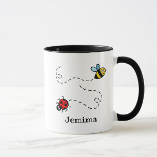 Personalised Busy Bumblebee and Ladybird Mug
