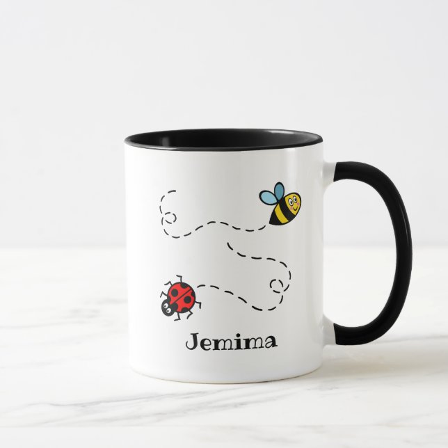 Personalised Busy Bumblebee and Ladybird Mug (Right)