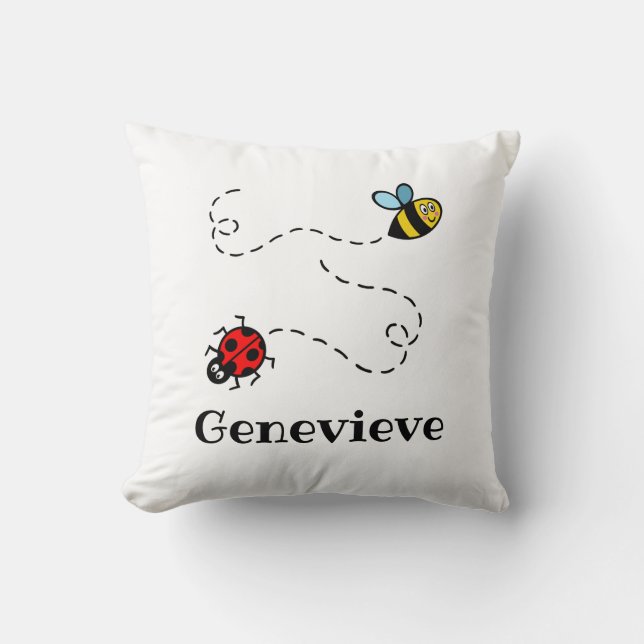 Personalised Busy Bumblebee & Ladybird Pattern Cus Throw Pillow (Front)