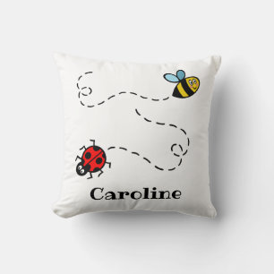 Personalised Busy Bumblebee & Ladybird Pattern Throw Pillow