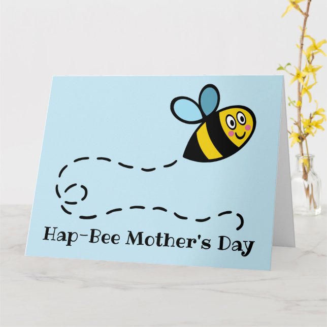 Personalised Busy Bumblebee Mother's Day Card (Yellow Flower)