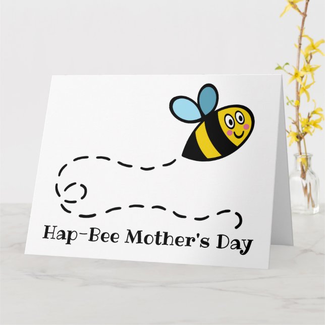 Personalised Busy Bumblebee Mother's Day Card (Yellow Flower)