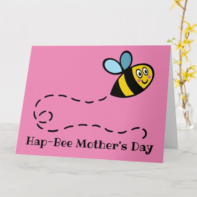 Personalised Busy Bumblebee Mother's Day Card (Yellow Flower)