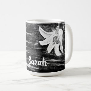 Personalised by Name Abstract Flower Coffee Mug