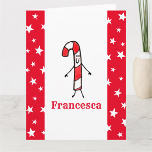 Personalised Candy Cane Christmas Card