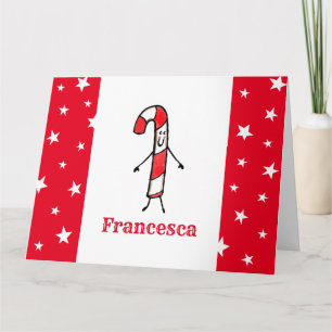 Personalised Candy Cane Christmas Card